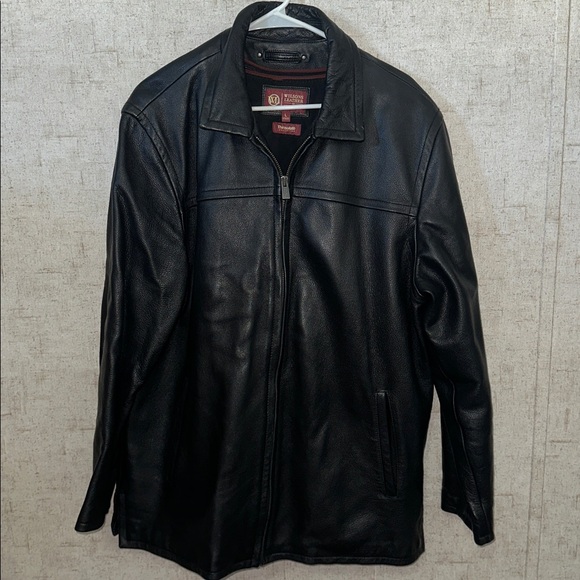 Y2K black Wilsons Leather full-zip leather jacket removable Thinsulate lining. - Picture 2 of 11